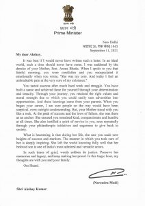 PM Modi's condolence message to Akshay Kumar 