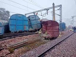 Goods Train Derailed in Mathura 