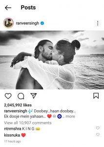 Ranveer Singh Shared A Post For His Wife