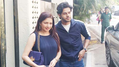 Bhagyashree with Her Husband Himalaya Dunsani & Son Abhimanyu Spotted Outside Restaurant in Bandra