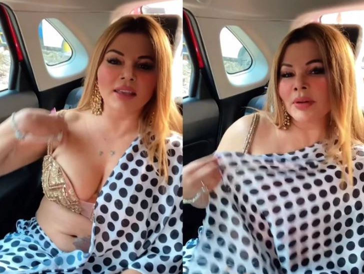 Rakhi Sawant Hot Saree Look बार बार अपना पल्लू संभालती दिखाई दिखी राखी