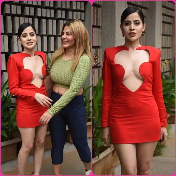 Urfi Javed wore Front open red dress