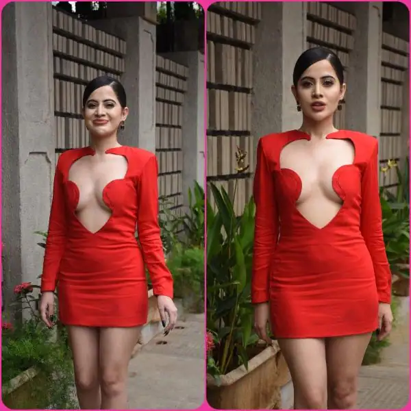 Urfi Javed wore Front open red dress