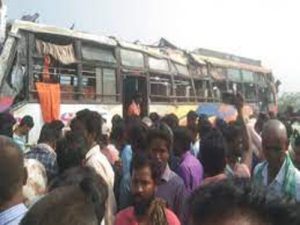 Bus Overturned In Tumkur District Karnataka