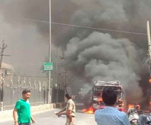 DTC Bus Catches Fire: