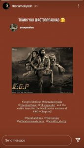 Prabhas congratulates Yash for the success of the team of KGF Chapter 2