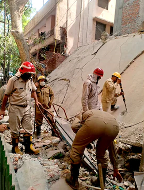Three-storey building collapses in Delhi, two dead