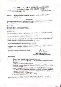 एम्स के प्राइवेट वार्ड में इलाज कराने वाले मरीजों पर महंगाई की मार, प्राइवेट वार्ड का किराया बढ़ाया
