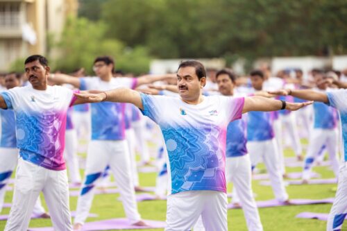 Adani did yoga with over 1,000 members