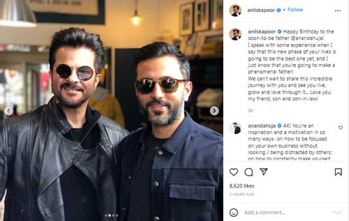 Anil Kapoor sends Birthday wishes to his Son-in-Law Anand Ahuja