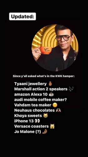 Koffee With Karan 7 :Hamper includes Gifts iPhone 13 to Alexa Amazon 10