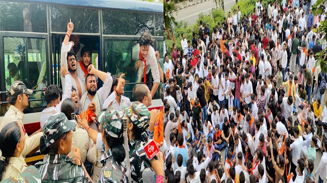 ABVP Protest: कोचिंग संस्थानों के नियमन, किराया नियंत्रण सहित कई मांगों को लेकर ABVP ने केजरीवाल के घर किया प्रर्दशन