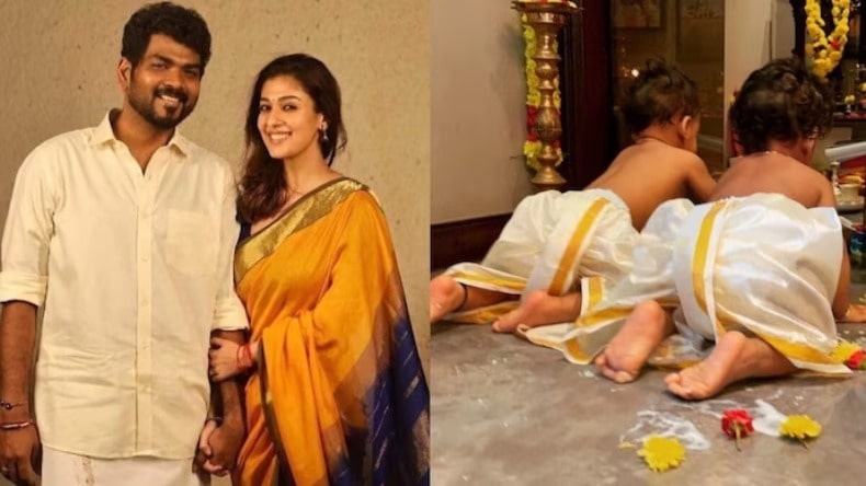 Nayanthara और Vignesh ने बेटों के साथ मनाई पहली कृष्ण जयंती, नन्हें बच्चों को पहनाइ 'धोती'