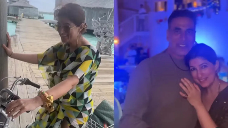 Akshay-Twinkle: मालदीव में दिवार से टकराई ट्विंकल खन्ना की बाइक, देखें वीडियो