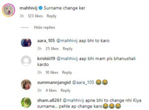 Mahi Vij Comment