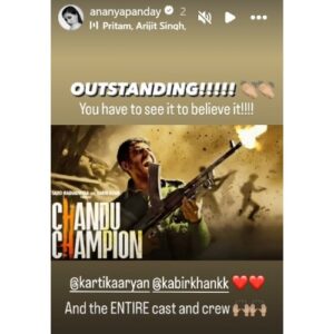 Ananya Panday reviews Kartik Aaryan’s Chandu Champion