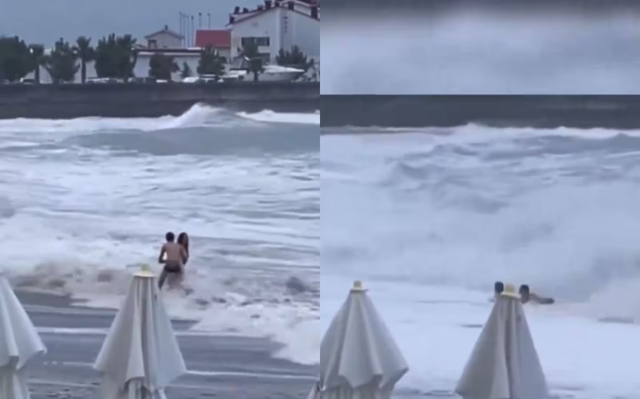 Russian Woman Swept By Waves: बीच पर अपने प्रेमी के साथ घूमने गई थी लड़की, फिर हुआ कुछ ऐसा, देखें वीडियो-Indianews