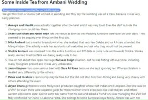 Anant Ambani Wedding Inside Details