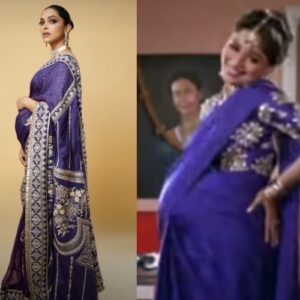 Deepika Padukone in Purple Saree