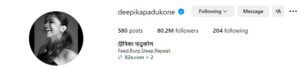 Deepika Padukone Insta Bio