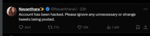 Nayanthara Account Hacked