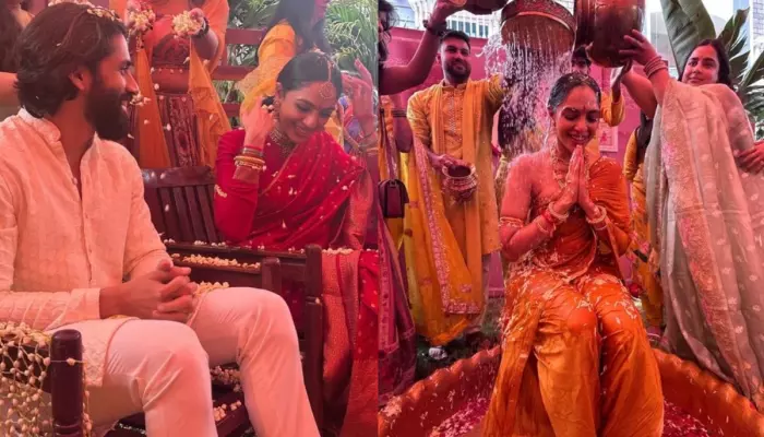 Naga Chaitanya की हल्दी के रंग में रंगी Sobhita Dhulipala, शुरू हुए प्री-वेडिंग फंक्शन से खूबसूरत झलकियां हुई रिवील