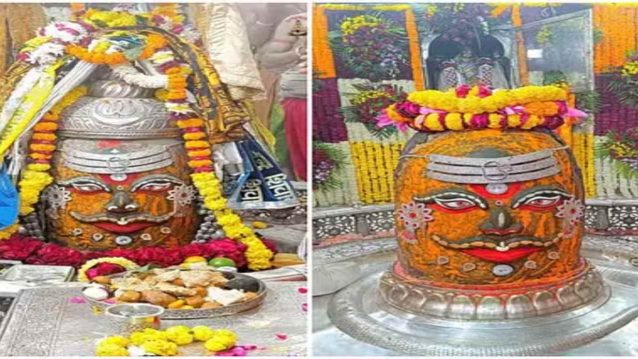 बाबा महाकाल का त्रिपुंड और फूलों की माला से हुई भव्य सजावट, भक्तों ने उठाया आरती का लाभ