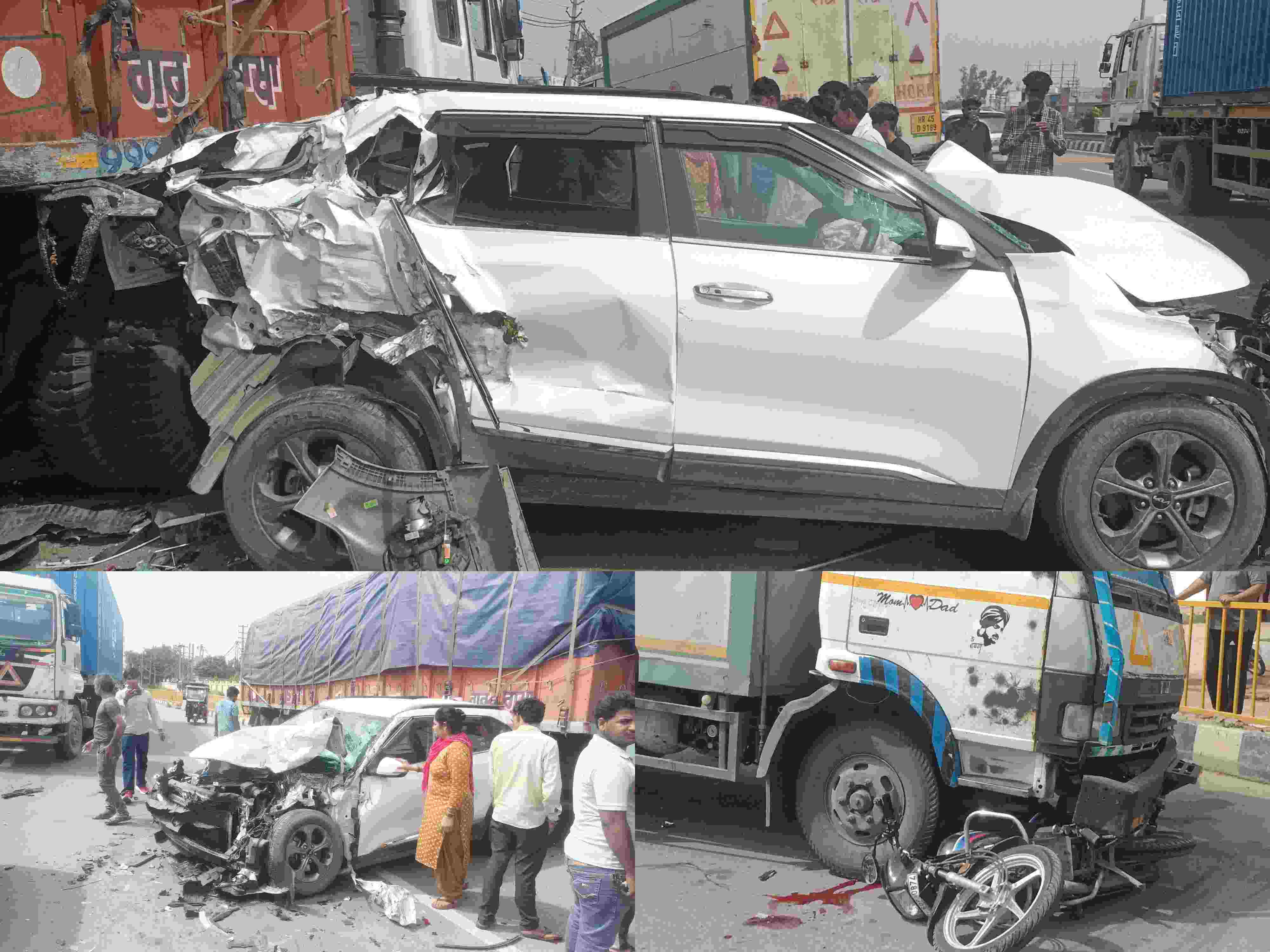 पानीपत  नेशनल हाईवे  पर दर्दनाक सड़क हादसा, कई वाहन टकराए, एक की मौत, एक घायल…कार के उड़ गए परखच्चे