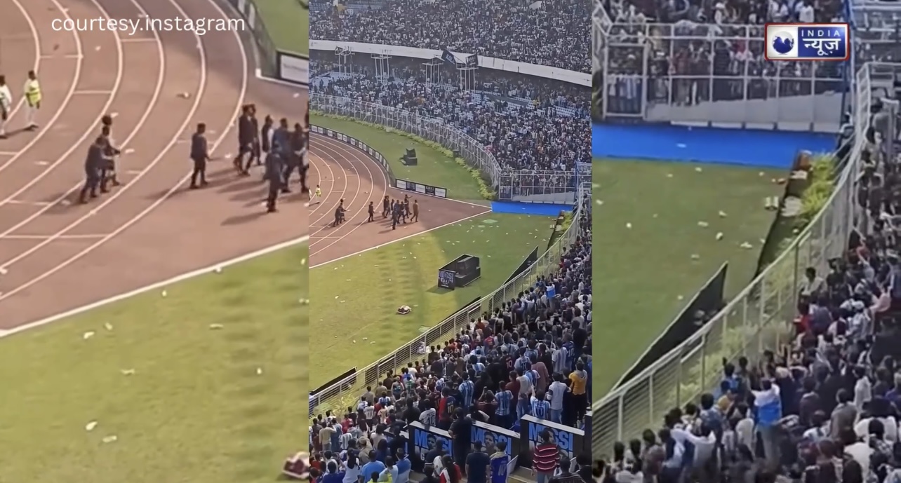 क्यों मैदान छोड़कर भागे ‘मेस्सी’? खिलाड़ी के जाने से गुस्साए दर्शकों ने मैदान पर बरसाईं बोतलें, देखें वीडियो!