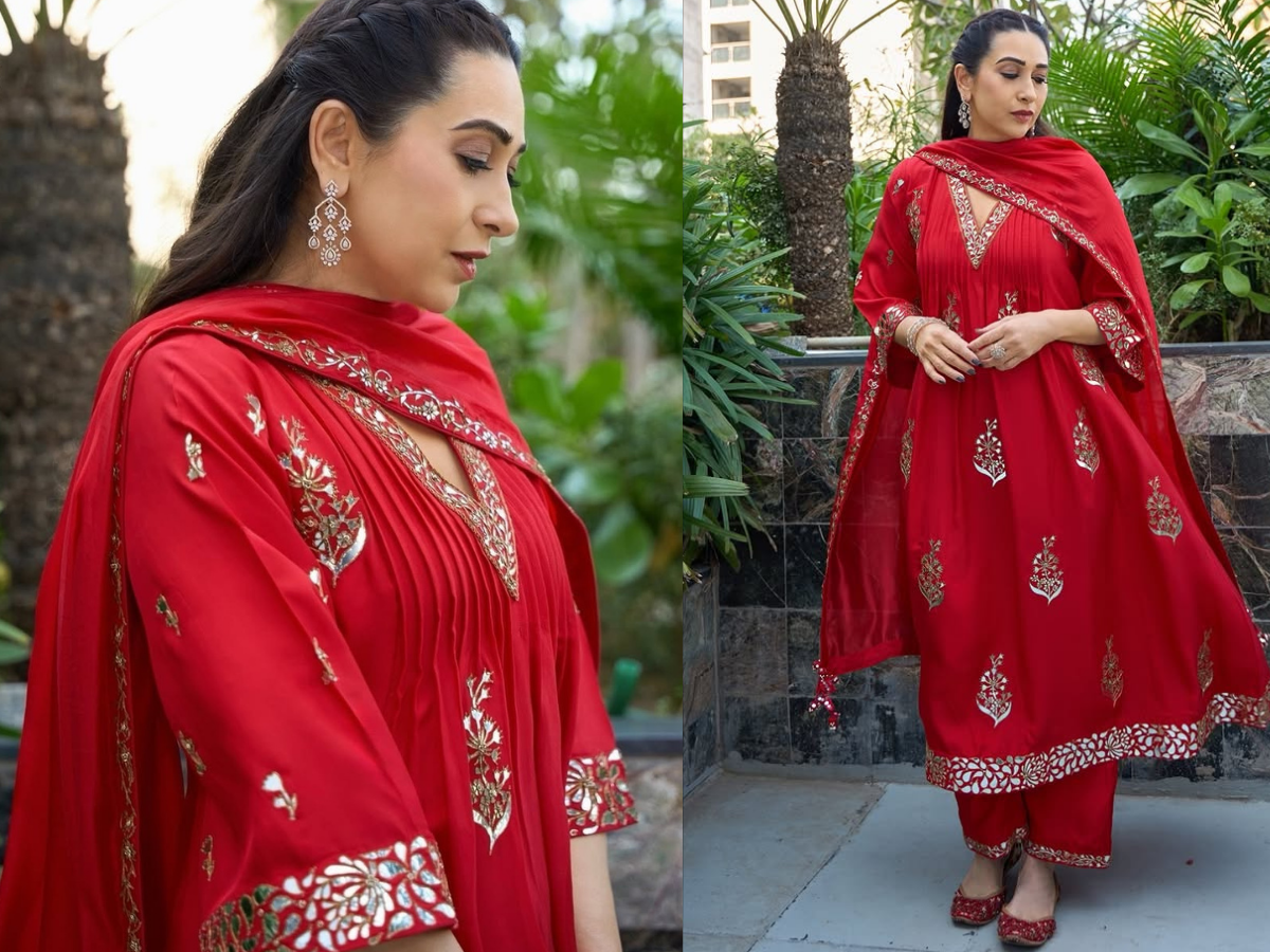 Punit Balana ने डिजाइन किया Karisma Kapoor का ये “रेड सूट”… पहन एक्ट्रेस ने बिखेरे जलवे, आउफिट की कीमत उड़ा देगी होश