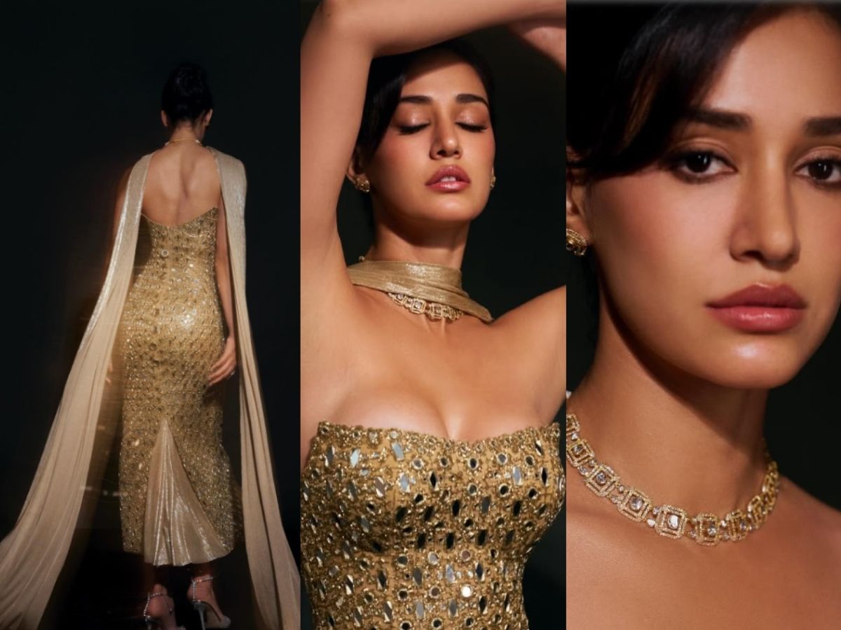 Disha Patani Liquid Gold Corset Dress Look - Photo Gallery