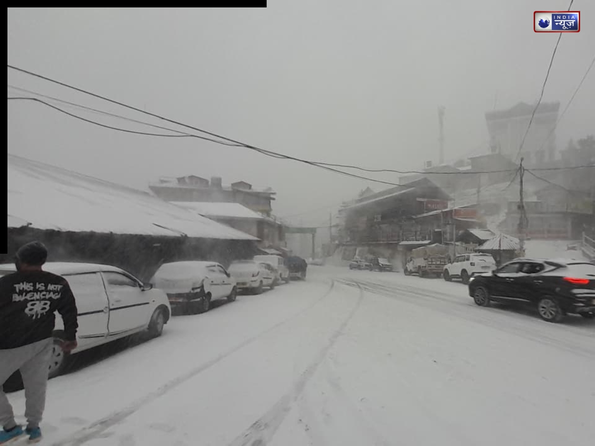 चारों ओर बर्फ ही बर्फ: वसंत पंचमी पर सफेद चादर में लिपटा इलाका, छतें-सड़कें और पेड़-पौधे हर तरफ जमी बर्फ