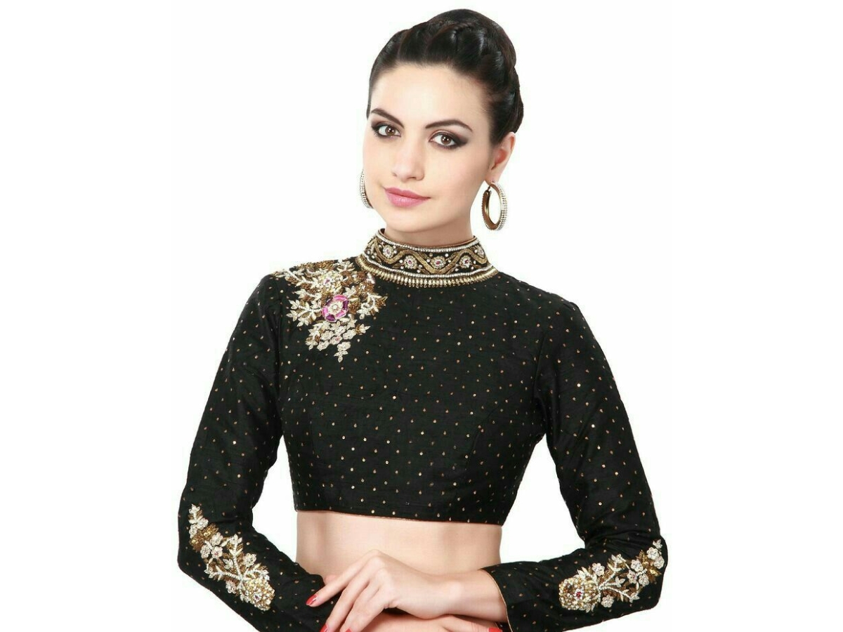 High Neck Embroidered Blouse - Photo Gallery