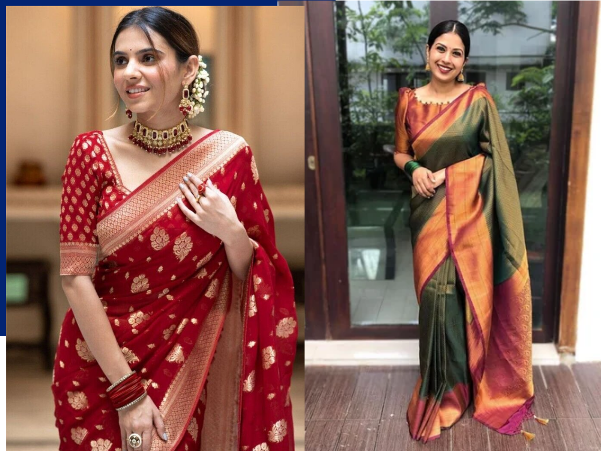 Elegant makeup look with silk saree - Photo Gallery