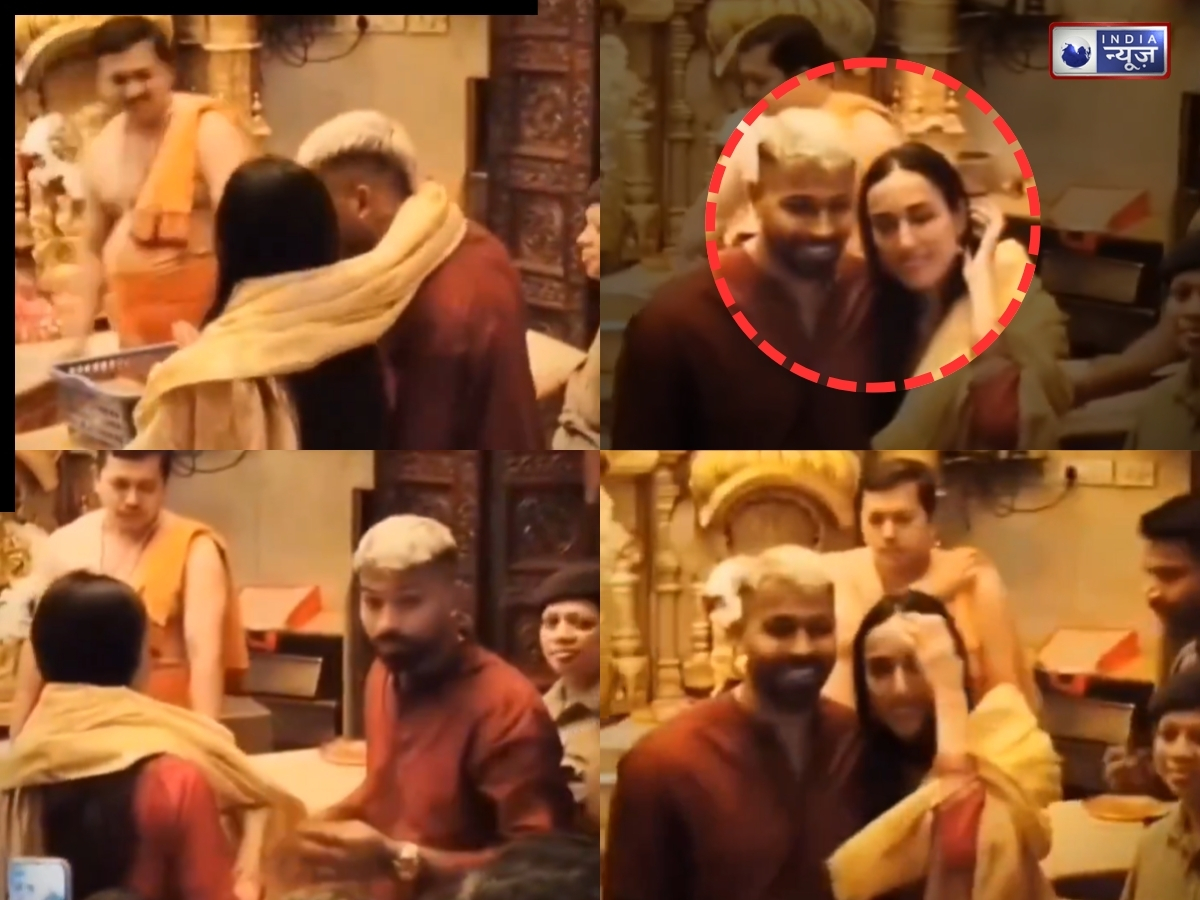 सेमीफाइनल से पहले बप्पा के दरबार में हार्दिक पांड्या, गर्लफ्रेंड माहिका शर्मा संग एक ही शॉल में दिखे; वीडियो वायरल