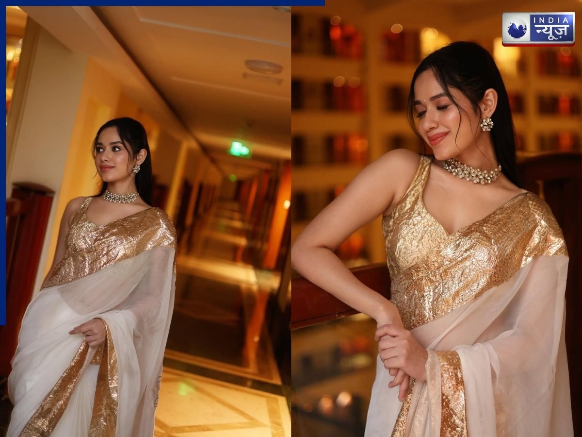 Jannat Zubair looks stunning in a white saree. - Photo Gallery
