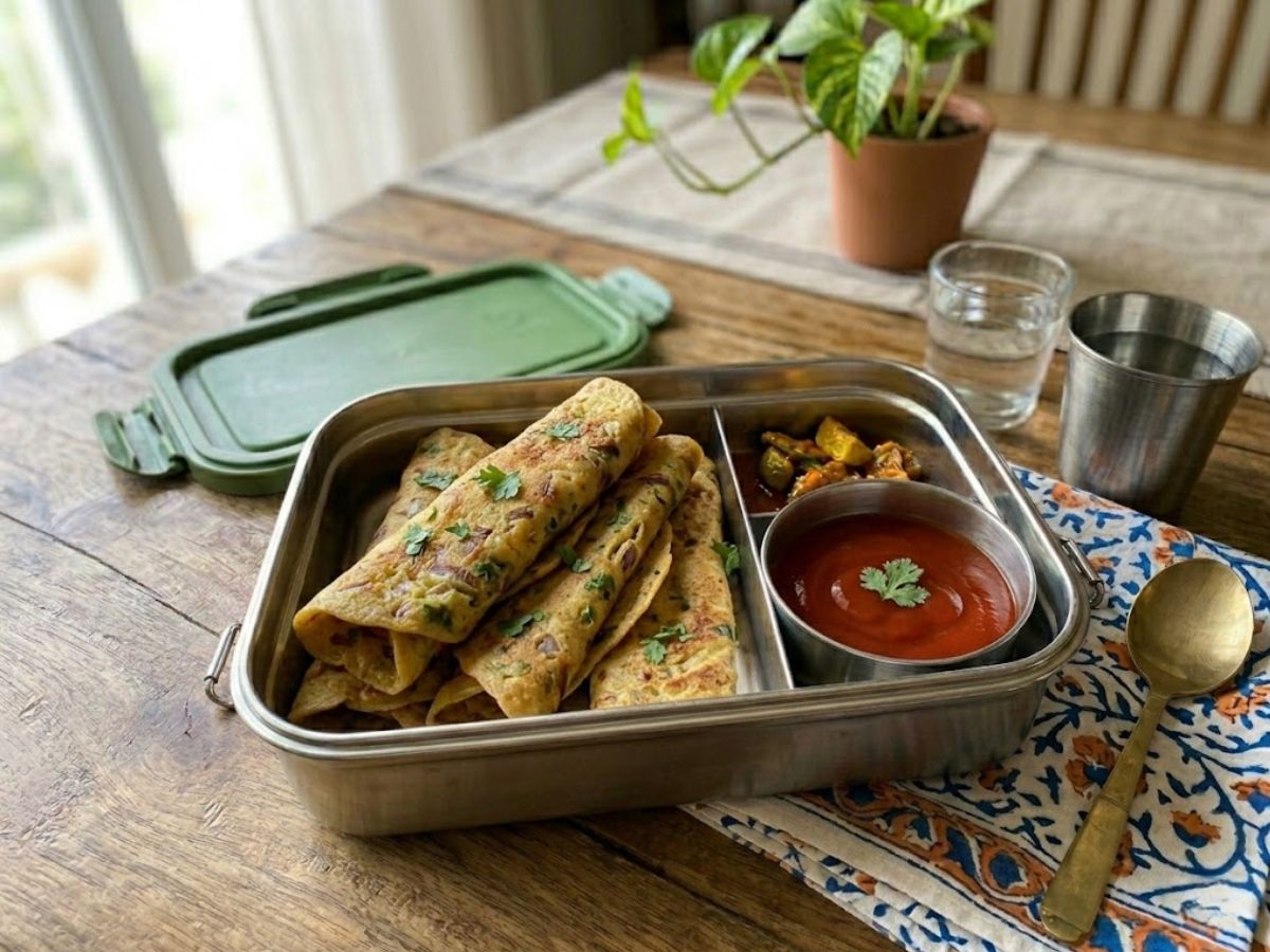 Friday: moong dal chilla and tomato kechup - Photo Gallery