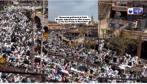 सालों का टूटा रिकॉर्ड: जामा मस्जिद की मीनारों तक पहुंचे नमाजी, अलविदा जुम्मे पर जोहरी बाजार में दिखी गजब की भीड़!