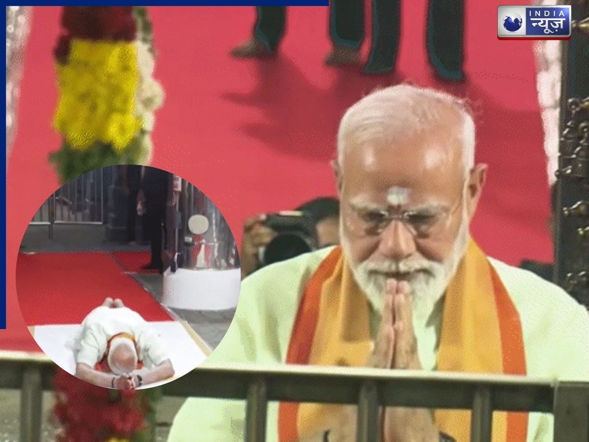 पीएम मोदी ने मदुरै के अरुलमिगु सुब्रमण्यम स्वामी मंदिर में किया दंडवत प्रणाम, 4,400 करोड़ परियोजनाओं की दी सौगात