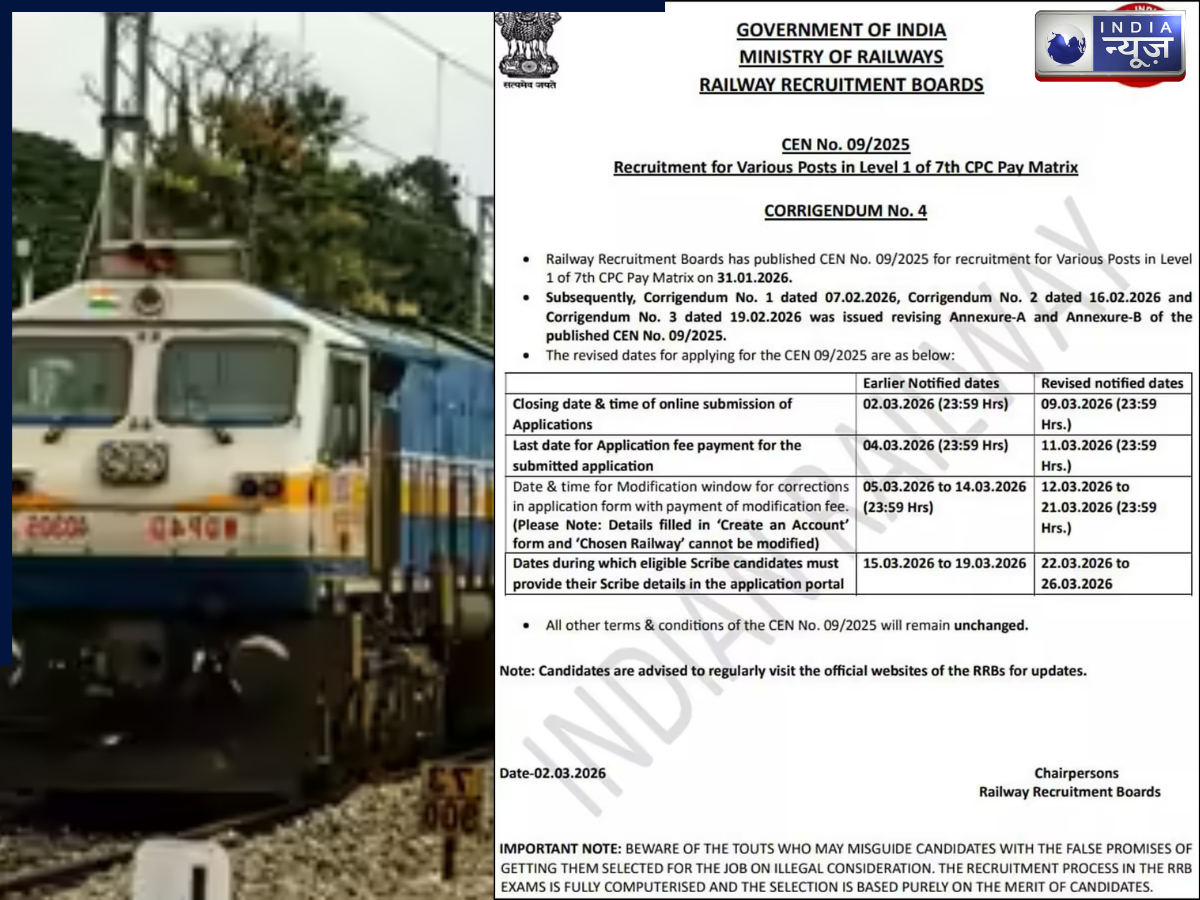 RRB Group D: होली पर रेलवे भर्ती बोर्ड ने दी खुशखबरी, बढ़ गई एप्लीकेशन की लास्ट डेट, जानें क्या है आवेदन की प्रक्रिया