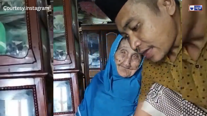 इंडोनेशियाई शख्स ने पेश की सेवा की मिसाल, 122 साल की बेबस माँ को बच्चे की तरह दुलारते बेटे ने जीता दुनिया का दिल!
