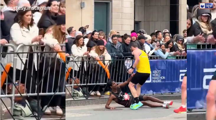 मैराथन फिनिश लाइन से चंद कदम दूर जवाब दे गए पैर, तो प्रतिद्वंद्वी बने सहारा बोस्टन का यह वीडियो देख रो पड़ा इंटरनेट!
