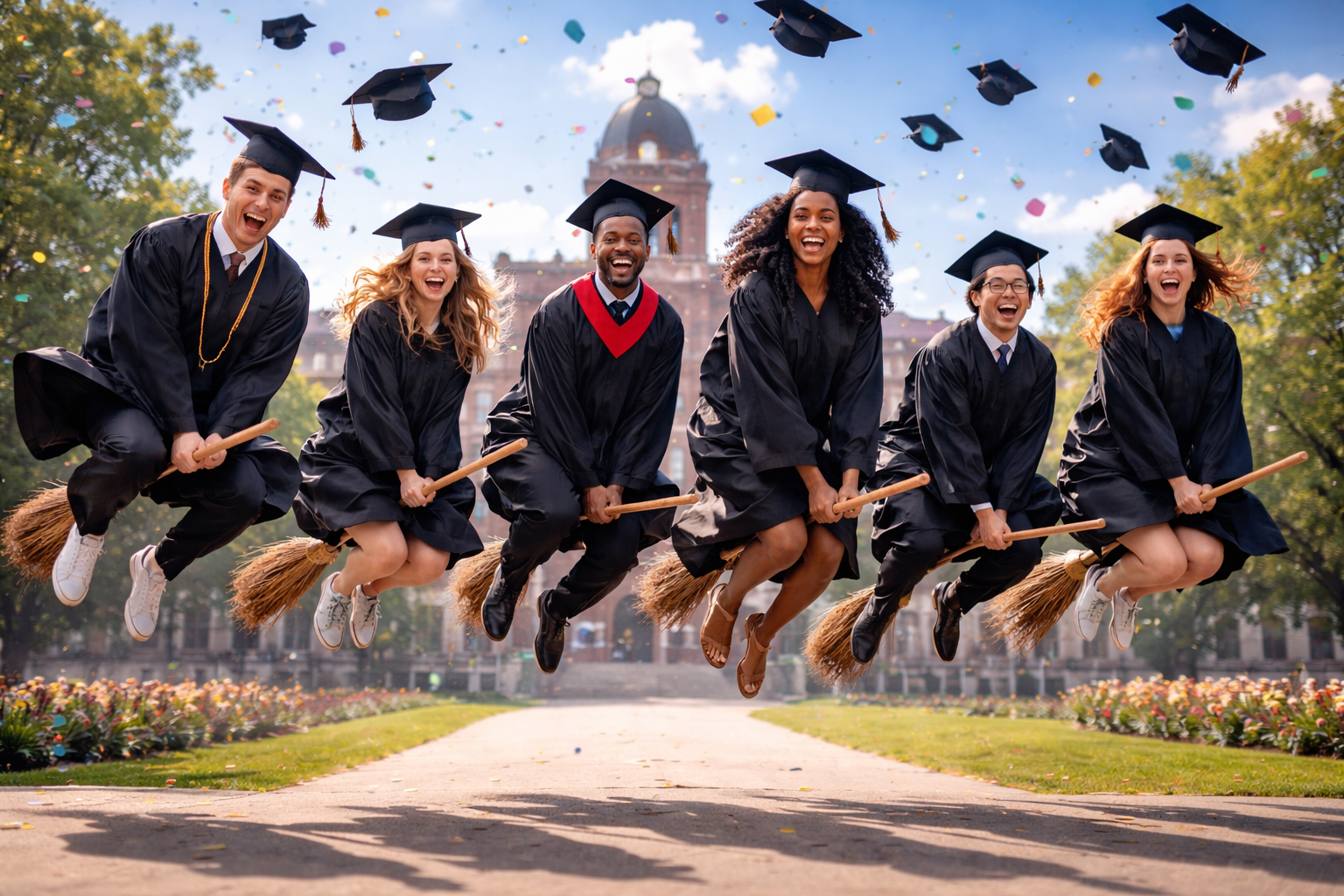 jumping on broom on Graduation day - Photo Gallery