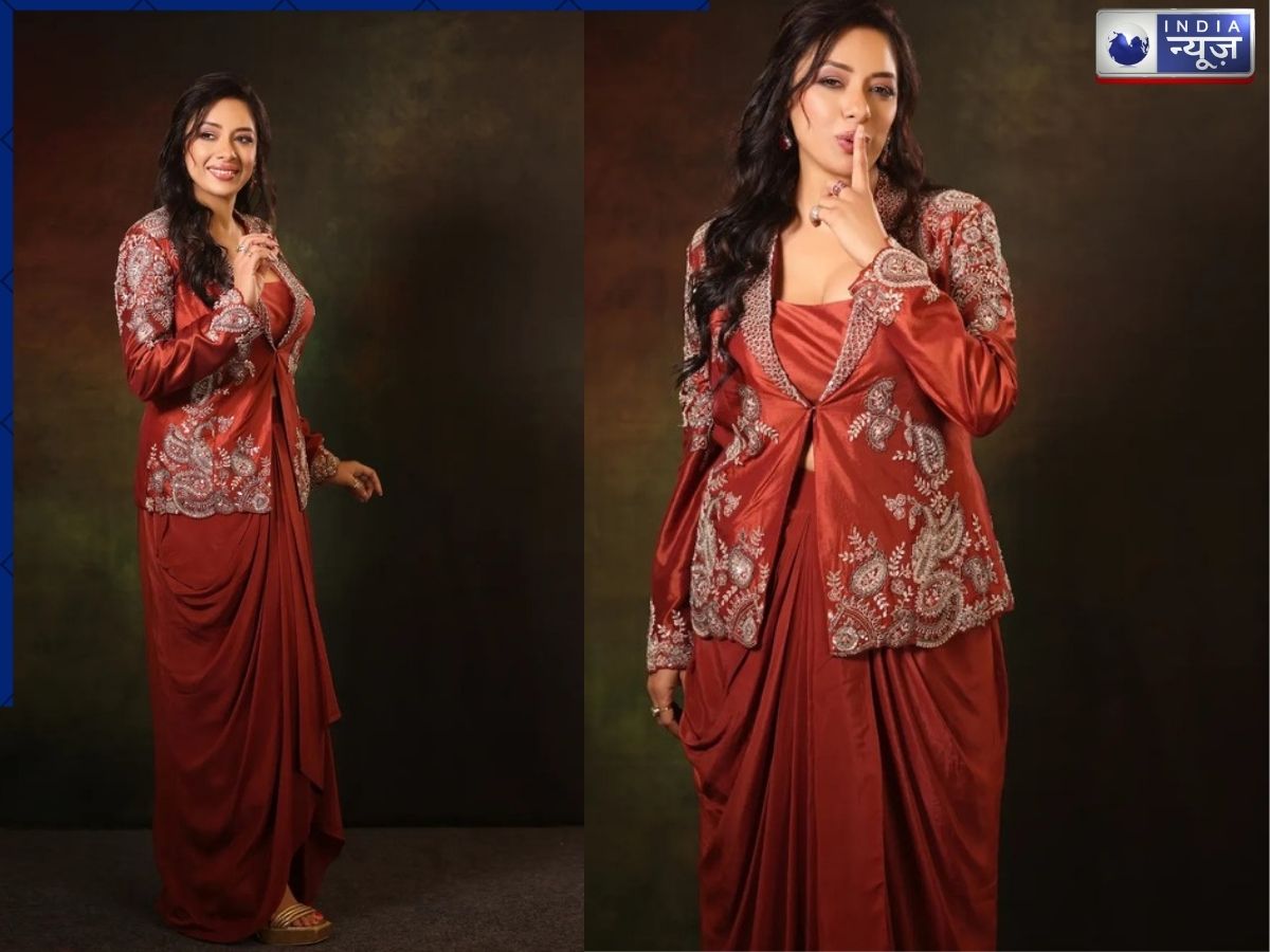 Details of Rupali Ganguly's Red Indo-Western Outfit - Photo Gallery