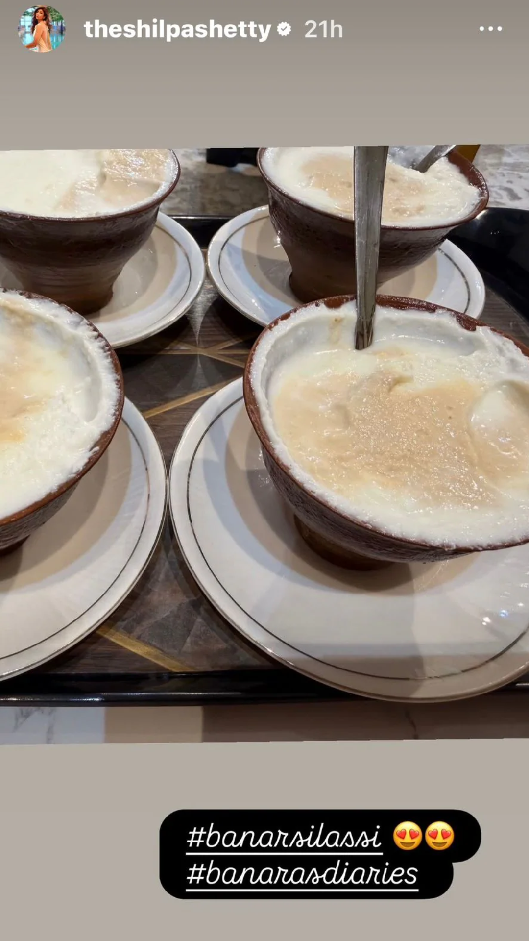 Shilpa shetty enjoying lassi in banaras