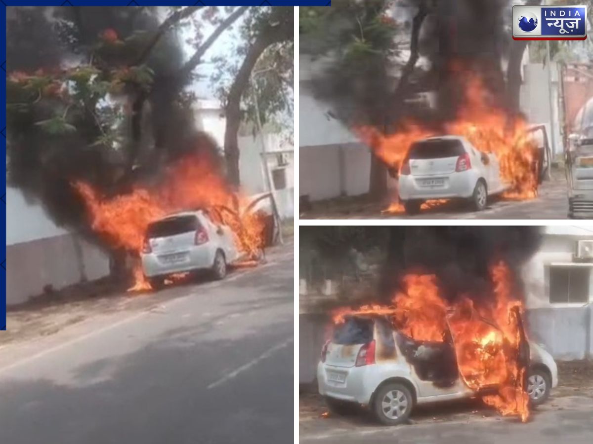अचानक आई बदबू और फिर.. धूं-धूं कर जल उठी CNG कार! अधिकारी की सूझबूझ ने बचाई जान, मंजर देख छूटे लोगों के पसीने