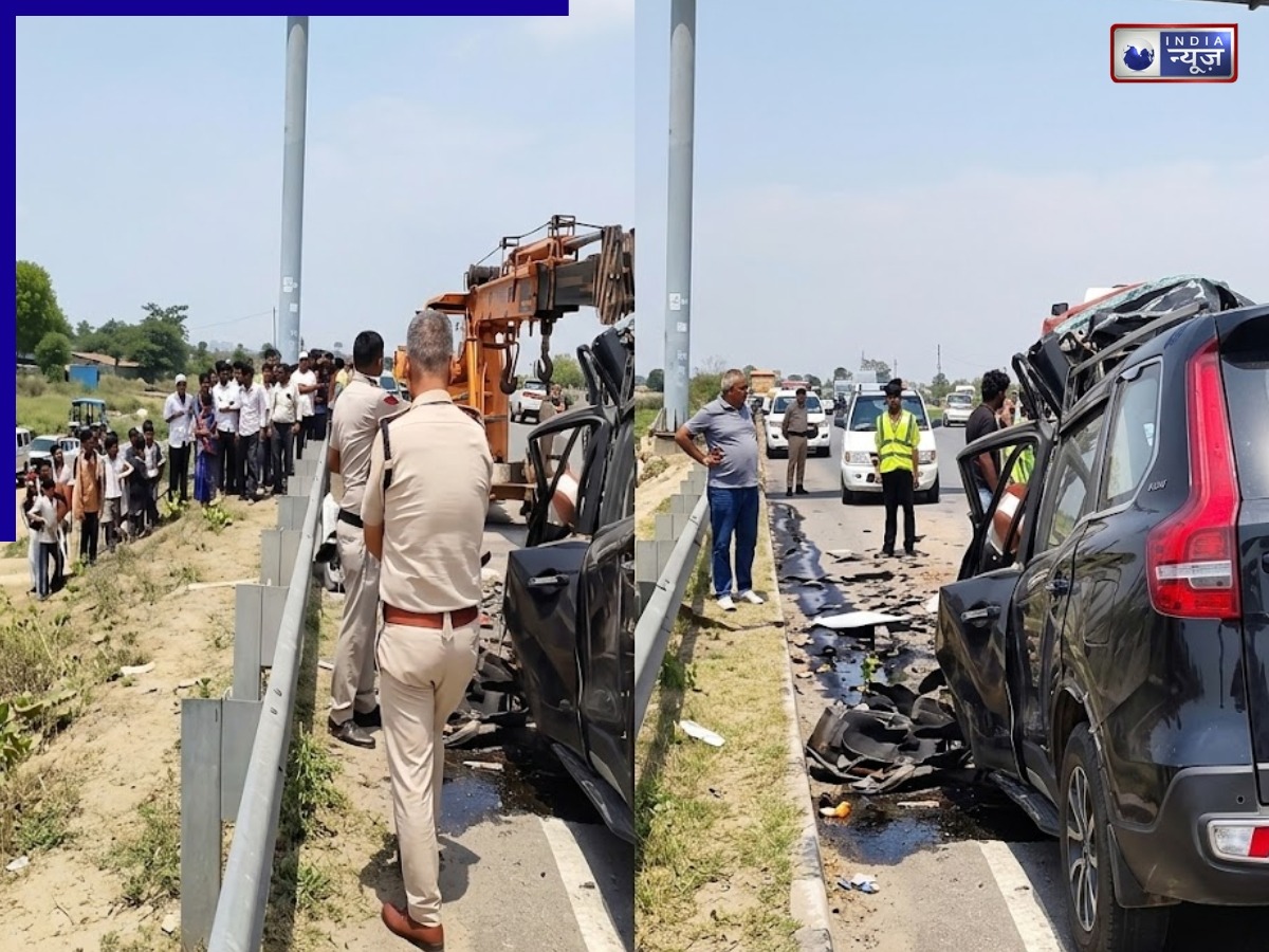 KMP एक्सप्रेसवे पर भीषण हादसा! स्कॉर्पियो के उड़े परखच्चे, UP के 2 दरोगा समेत 4 पुलिस जवानों की मौत