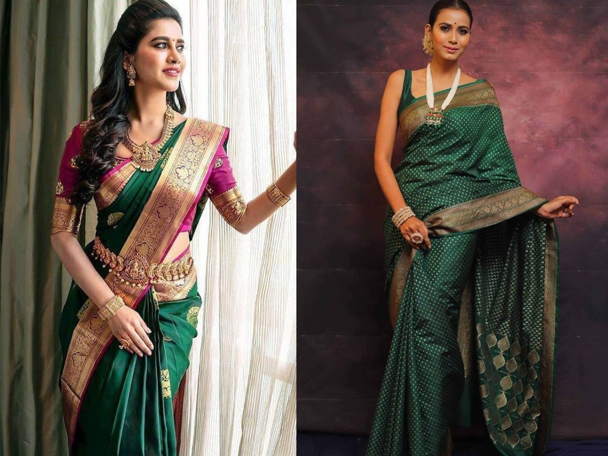 green silk saree - Photo Gallery