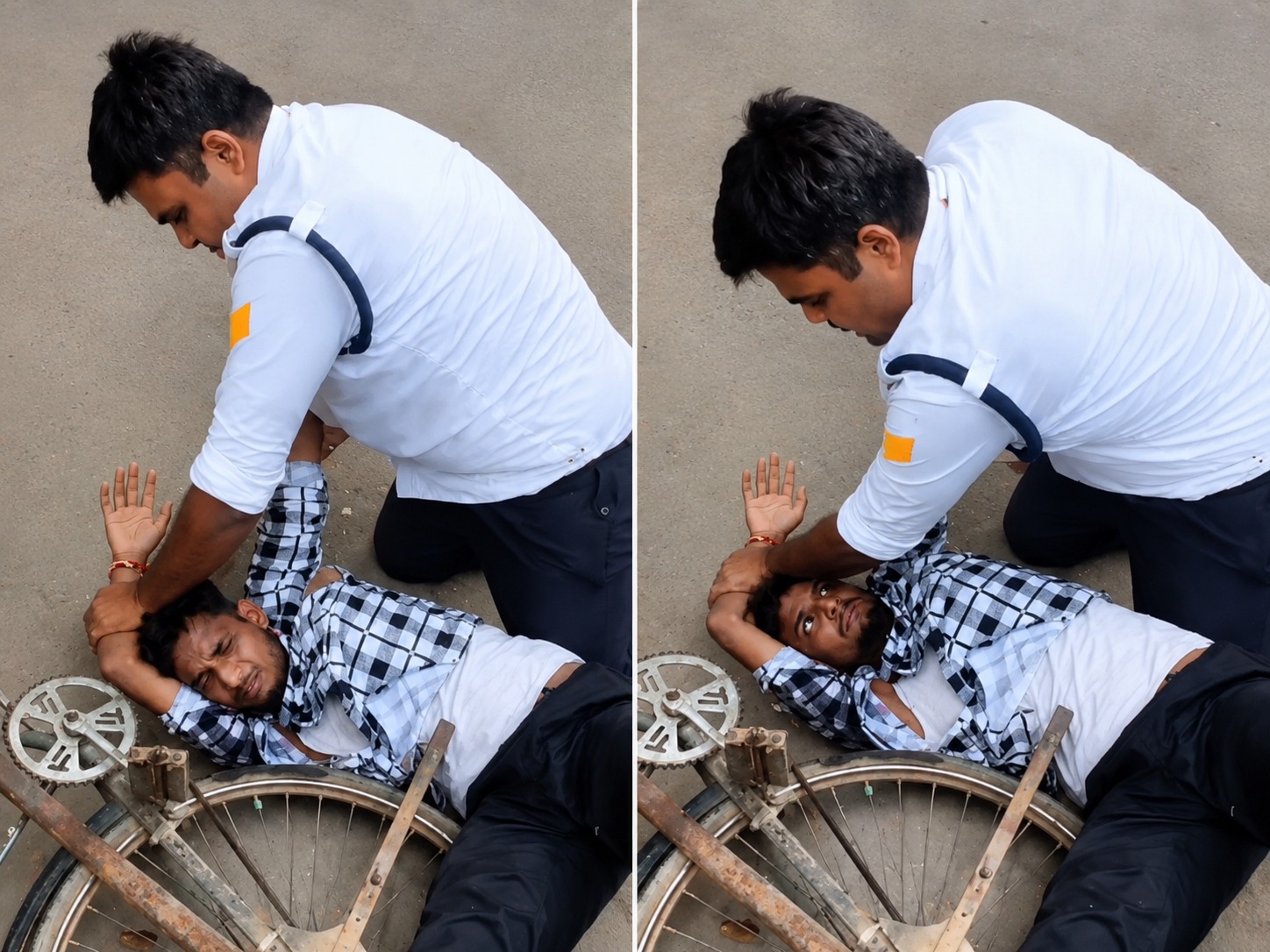 हाथ मोड़ा, गला दबाया… ट्रैफिक पुलिस और बाइक सवार के बीच ढिशूम-ढिशूम, बीच सड़क पर WWE, वीडियो वायरल