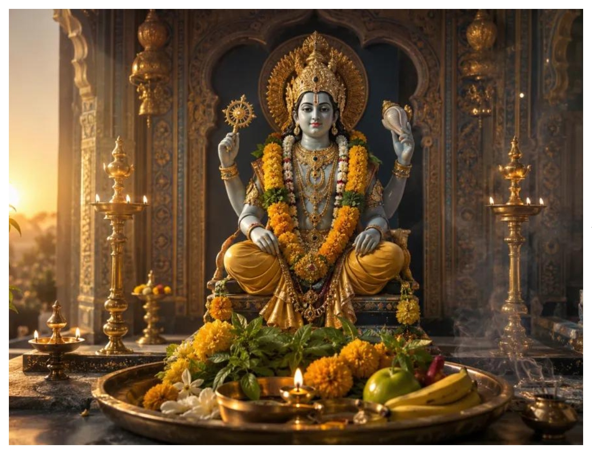Light a lamp after bathing in the morning. - Photo Gallery
